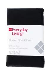 Everyday Living Cotton/Polyester 200 Thread Count Fitted Sheet - Jet Black