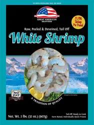 Great American Seafood Raw Peeled & Deveined Tail Off White Shrimp