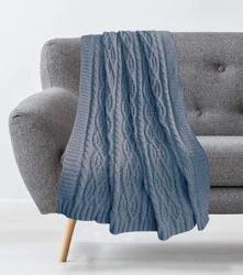 Hd Designs Chunky Knit Chenille 50X60 Throw - Blue