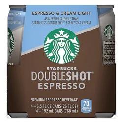 Starbucks Premium Espresso Beverage Espresso & Cream Light 6.5 Fl Oz 4 Count