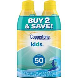 Coppertone Kids Sunscreen Spray - SPF 50 - 11oz - Twin Pack