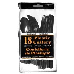 Unique Industries Midnight Black Assorted Plastic Cutlery Box