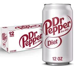 Dr Pepper Diet Dr Pepper Soda, 12 fl oz cans, 12 pack