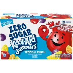 Kool-Aid Jammers Tropical Punch Zero Sugar Artificially Flavored Soft Drink, 10 ct Box, 6 fl oz Pouches