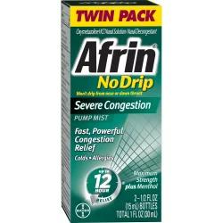Afrin Pump Mist Severe Congestion No Drip Maximum Strength Twin Pack