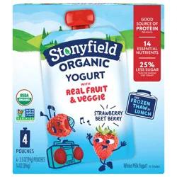 Stonyfield Organic Whole Milk Strawberry Beet Berry Kids' Yogurt - 4ct/3.7oz Pouches