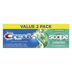Crest Complete Plus Scope Value 2 Pack Minty Fresh Stripped Fluoride Toothpaste 2 ea