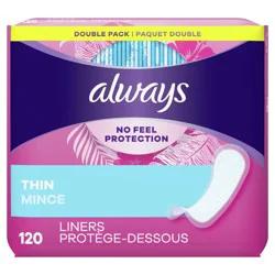 Always Dailies Thin Unscented Panty Liners - Regular - 120ct