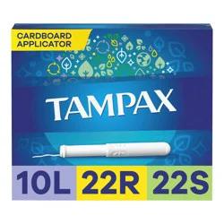 Tampax Cardboard Applicator Tampons - Light/Regular/Super Absorbency - Triple Pack - Unscented - 54ct