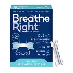 Breathe Right Clear Small/Medium Drug-Free Nasal Strips for Congestion Relief - 30ct