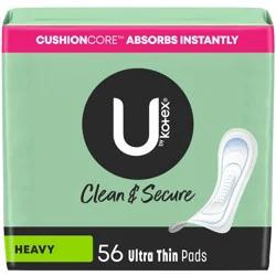 U by Kotex Clean & Secure Heavy Ultra-Thin Feminine Fragrance Free Pads - Unscented - 56ct