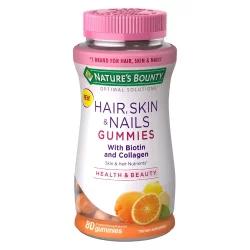 Nature's Bounty Hair, Skin & Nails, with Biotin and Collagen, Gummies, Tropical Citrus Flavored