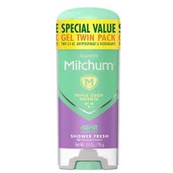 Lady Mitchum Mitchum Antiperspirant Deodorant Stick for Women, Triple Odor Defense Gel, 48 Hr Protection - Shower Fresh - 3.4oz/2pk