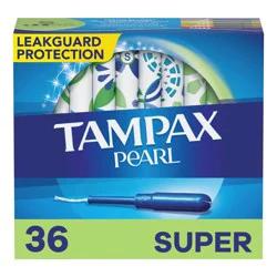 Tampax Pearl Tampons Super Absorbency with LeakGuard Braid - Unscented - 36ct
