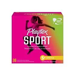 Playtex Sport Plastic Tampons Unscented Super Plus Absorbency - 36ct