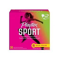 Playtex Sport Plastic Tampons Unscented Regular Absorbency - 36ct