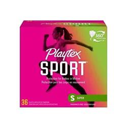 Playtex Sport Plastic Tampons Unscented Super Absorbency - 36ct