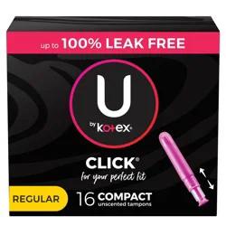 U by Kotex Click Compact Tampons - Regular - Unscented - 16ct
