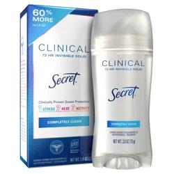 Secret Clinical Strength Completely Clean Invisible Solid Antiperspirant & Deodorant for women - 2.6oz