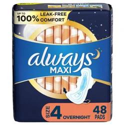 Always Maxi Overnight Pads - Size 4 - 48ct