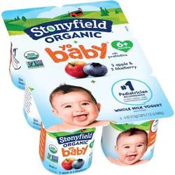 Stonyfield Organic YoBaby Apple & Blueberry Whole Milk Baby Probiotic Yogurt - 6ct/4oz Cups