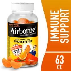Airborne Zesty Orange Flavored Gummies, 63 count - 750mg of Vitamin C and Minerals & Herbs Immune Support (Packaging May Vary)