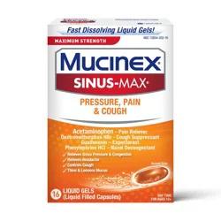 Mucinex Sinus-Max Pressure, Pain & Cough Relief Liquid Gels - Acetaminophen - 16ct