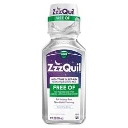Vicks ZzzQuil Nighttime Sleep-Aid Liquid - Diphenhydramine HCl - Alcohol & Dye-Free Soothing Berry Flavor - 12 fl oz