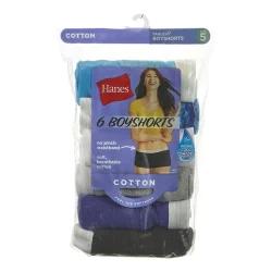Hanes Women's Cotton Boy Brief Panties, Assorted Colors, Size 5