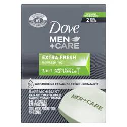 Dove Men+Care Bar 3 in 1 Cleanser for Body, Face, and Shaving Extra Fresh, 3.75 oz, 2 Bars 