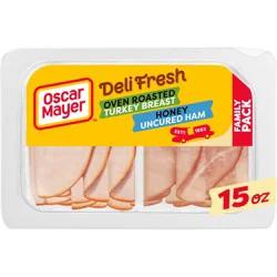 Oscar Mayer Deli Fresh Oven Roasted Turkey Breast & Honey Uncured Ham Sliced Lunch Meat Variety Pack Family Size Tray