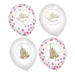 These balloons feature either an gold princess tiara or elegant castle. Once balloons are inflated you can shake and see the pink and purple confetti inside. A great party decoration.