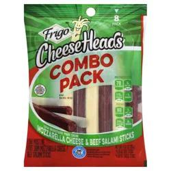 Frigo Cheese Heads Mozzarella Cheese & Beef Salami Sticks Combo Pack