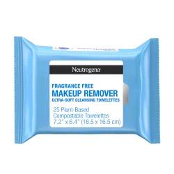 Neutrogena Fragrance-Free Makeup Remover Face Wipes, Daily Facial Cleansing Towelettes for Waterproof Makeup, Dirt & Oil, Gentle, Alcohol- & Fragrance Free, 100% Plant-Based Fibers