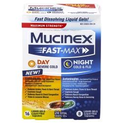 Mucinex Fast-Max Day & Night Cold Flu & Sore Throat Liquid Gels