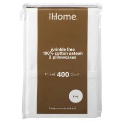 Home 400 Thread Count Sateen Pillowcase, King, White