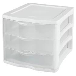 Sterilite 3 Drawer Unit White Frame with See Through Drawers