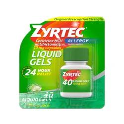 Zyrtec 24 Hour Allergy Relief Liquid Gels, Antihistamine Capsules with Cetirizine Hydrochloride Allergy Medicine for All-Day Relief from Runny Nose, Sneezing, Itchy Eyes & More, 40 ct