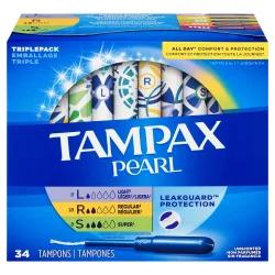 Tampax Pearl Triple Pack Unscented Tampons 34 ea