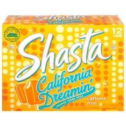 Shasta Caffeine Free California Dreamin' Orange Creme Soda 12 - 12 fl oz Cans