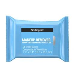 Neutrogena Makeup Remover Facial Cleansing Towelettes, Daily Face Wipes Remove Dirt, Oil, Sweat, Makeup & Waterproof Mascara, Gentle, Soap- & Alcohol-Free, 100% Plant-Based Fibers