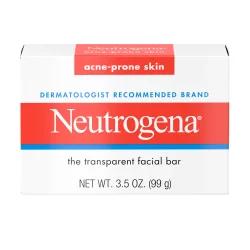Neutrogena Facial Cleansing Bar Treatment for Acne-Prone Skin, Non-Medicated & Glycerin-Rich Formula Gently Cleanses without Over-Drying, No Detergents or Dyes, Non-Comedogenic
