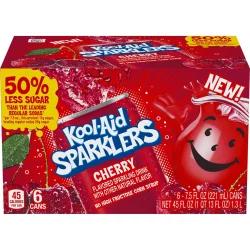 Kool-Aid Sparklers Cherry Flavored Sparkling Drink, 6 - 7.5 fl oz Cans