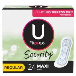U by Kotex Clean & Secure Maxi Pads, Regular Absorbency, 24 Count