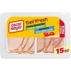 Oscar Mayer Deli Fresh Oven Roasted Turkey Breast & Smoked Uncured Ham Sliced Lunch Meat Variety Pack Family Size Tray