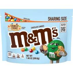 M&M's Crunchy Cookie Milk Chocolate Candy, Sharing Size, 7.4 oz Resealable Bag