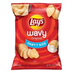 Lay's Wavy Potato Chips Classic Flavor Snacks Party Size Bag