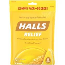 Halls Relief Honey Lemon Cough Suppressant/Oral Anesthetic Menthol Drops