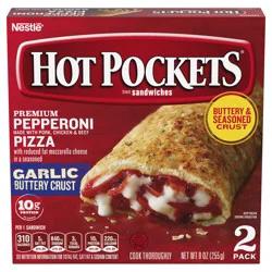 Hot Pockets Pepperoni Pizza Frozen Snacks, Pizza Snacks Made with Reduced Fat Mozzarella Cheese, 2 Count Frozen Sandwiches