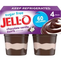 Jell-O Chocolate Vanilla Swirls Sugar Free Pudding Cups Snack - 14.5oz/4ct